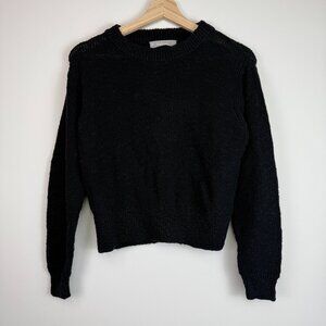 Everlane The Organic Cotton Linen Crew Knit Relaxed Sweater Washed Black XXS